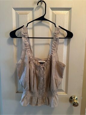 American Eagle Ruffle Button-Front Peasant Tank Top